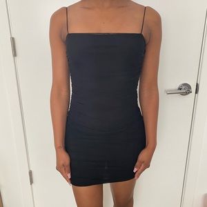 Ruched Black Mini Dress